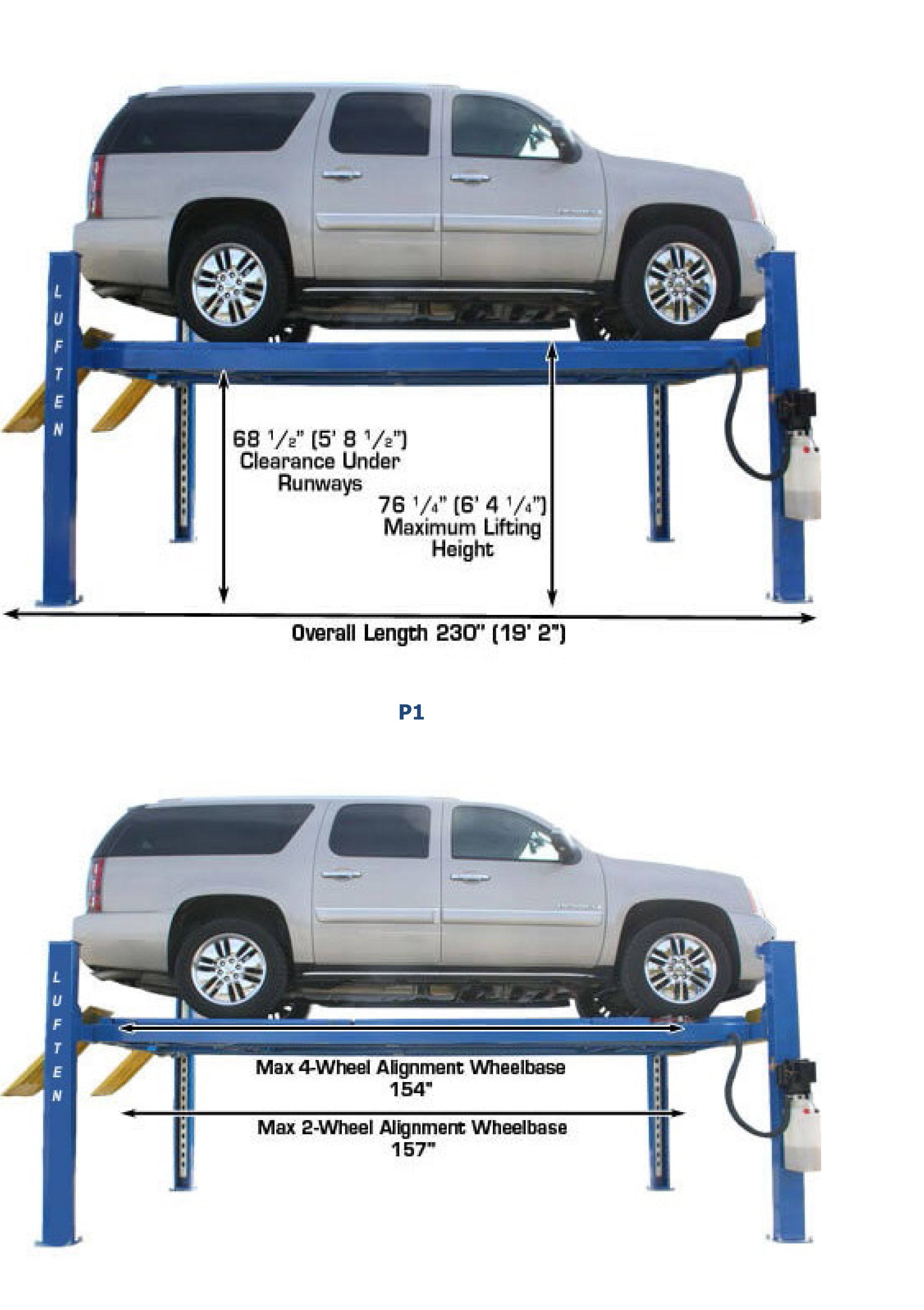 Lifts and Hoists 4 POST 6 TONNE WHEEL ALIGNER LIFT WITH JACKING